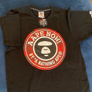 Men’s Aape by *A Bathing Ape Black & Red Logo Tee